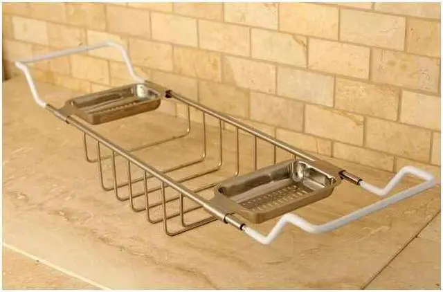 Alt view image 5 of 11 - Kingston Brass CC2158 Clawfoot Bath Tub Shelf - Satin Nickel