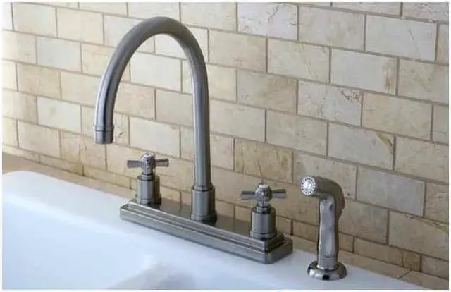 Main image of Kingston Brass KS8798ZX Kingston Brass Millennium 8 in. Centerset Kitchen Faucet, Satin Nickel