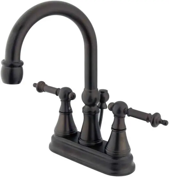 Alt view image 2 of 4 - Kingston Brass KS2615TL 4 Inch Center High Rise Spout Lavatory Faucet - Oil Rubbed Bronze