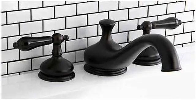 Alt view image 2 of 6 - Kingston Brass KS3335PKL Heritage Onyx Roman Tub Filler With Black Porcelain Lev