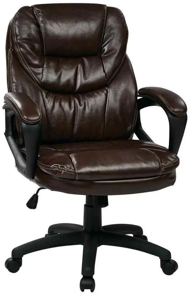 Alt view image 2 of 16 - Office Star Faux Leather Managers Chair with Padded Arms