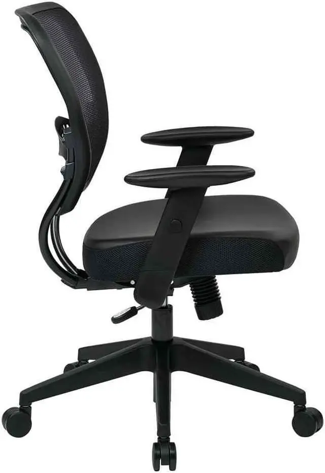 Alt view image 3 of 12 - Office Star 5700E - Space Seating Professional Dark Air Grid Back Managers Chair with Black Eco Leather Seat