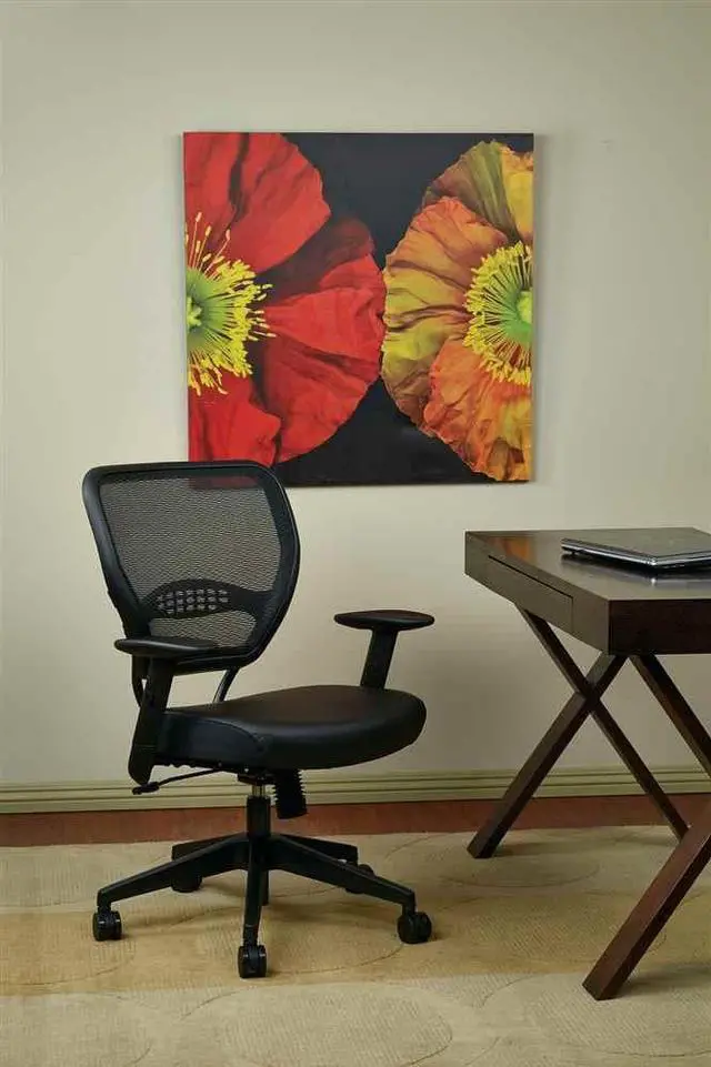 Alt view image 4 of 12 - Office Star 5700E - Space Seating Professional Dark Air Grid Back Managers Chair with Black Eco Leather Seat