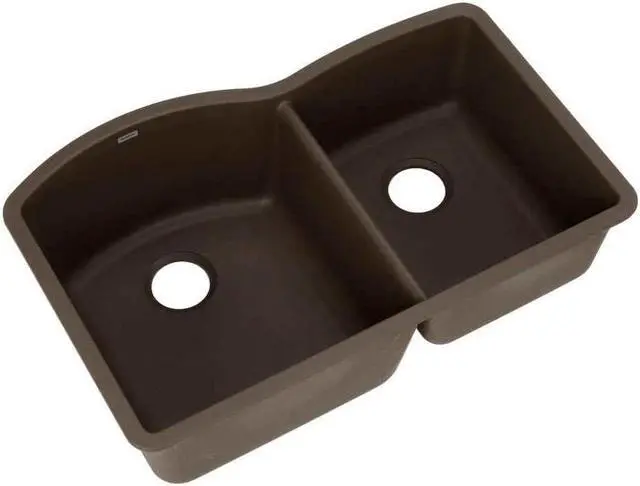 Alt view image 2 of 7 - Blanco 440177 Diamond 32" Double Basin Undermount Silgranit II Kitchen Sink with 60/40 Split, Cafe Brown
