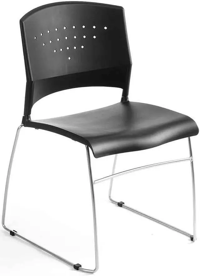 Alt view image 3 of 4 - Boss Black Stack Chair With Chrome Frame 4 Pcs Pack