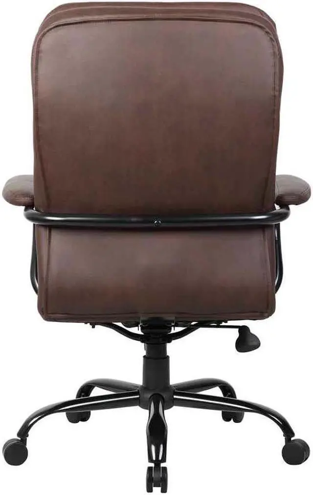Alt view image 6 of 8 - Boss B991-BB Heavy Duty Double Plush LeatherPlus Chair-400 Lbs, 33.5" x 31"x 43", LeatherPlus - Bomber Brown