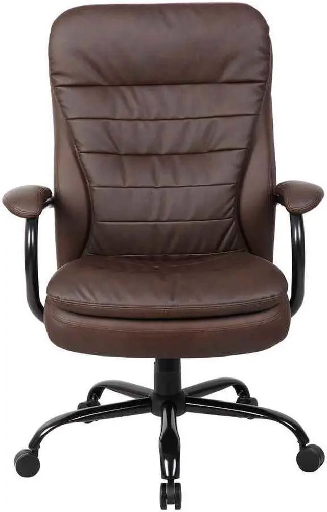 Alt view image 5 of 8 - Boss B991-BB Heavy Duty Double Plush LeatherPlus Chair-400 Lbs, 33.5" x 31"x 43", LeatherPlus - Bomber Brown