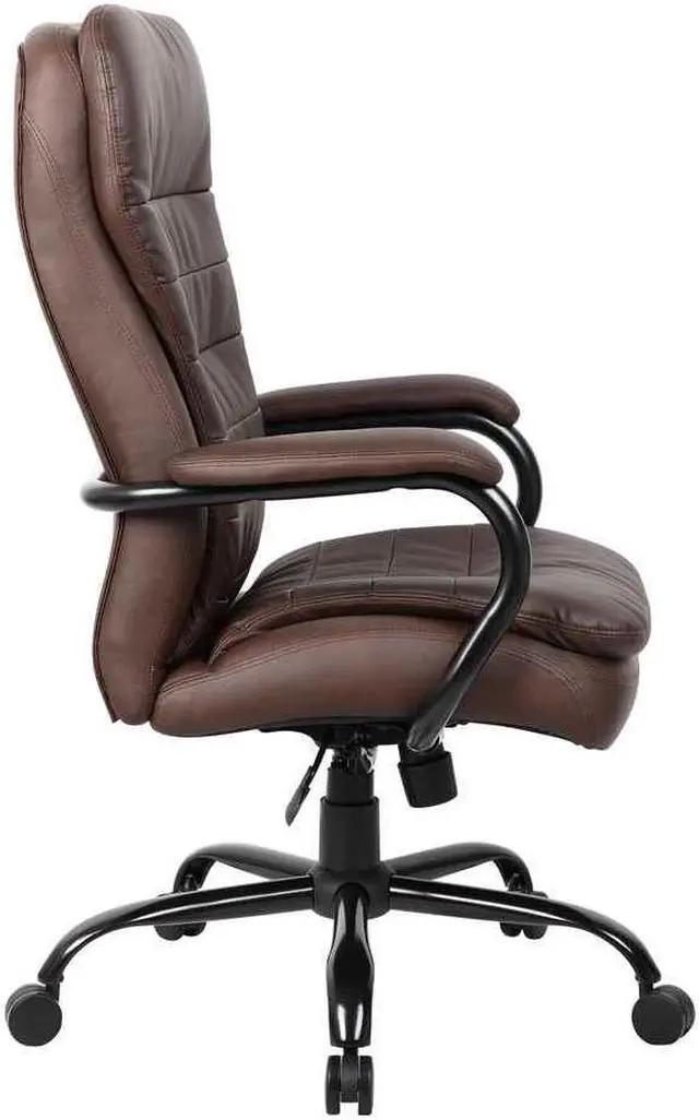 Alt view image 3 of 8 - Boss B991-BB Heavy Duty Double Plush LeatherPlus Chair-400 Lbs, 33.5" x 31"x 43", LeatherPlus - Bomber Brown