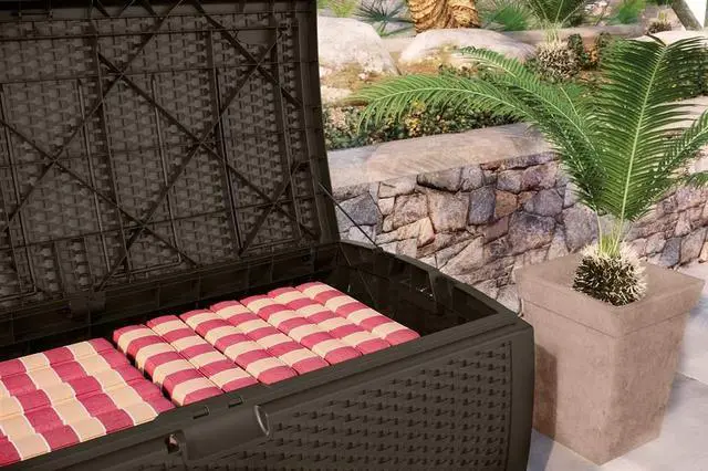 Alt view image 4 of 19 - Suncast DBW9200 Large Deck Box - 13.23 cu ft - 50" x 25.5" x 25.5" - Java