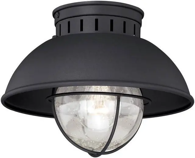 Main image of Vaxcel Harwich 10" Outdoor Flush Mount , Textured Black - T0142
