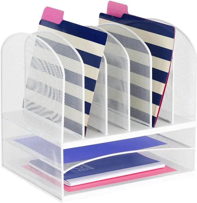 Alt view image 2 of 11 - Safco Mesh Desk Organizer Eight Sections Steel 13 1/2 x 11 3/8 x 13 White 3255WH