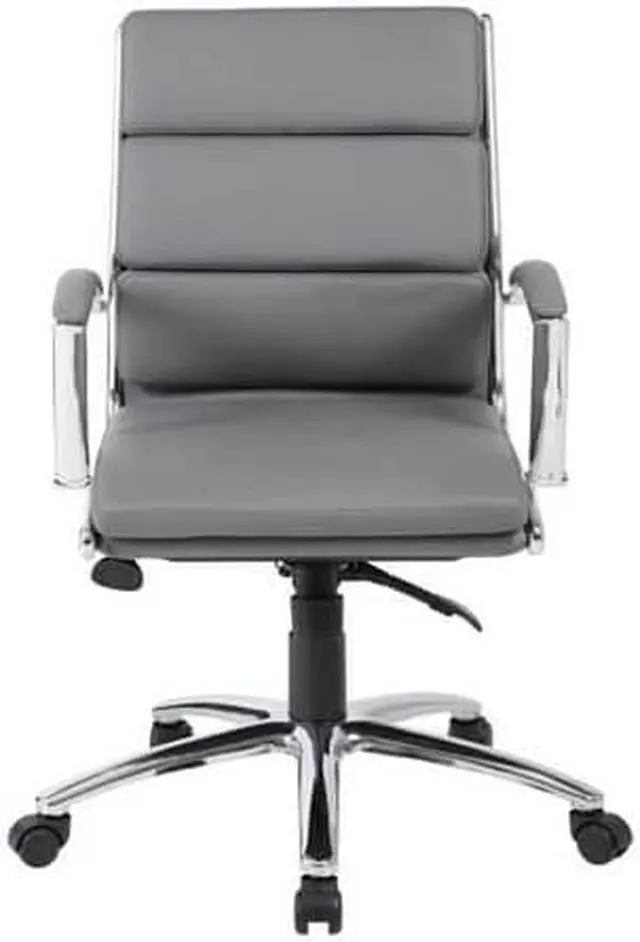Alt view image 8 of 9 - Boss Office CaressoftPlus Executive Mid-Back Chair in Gray