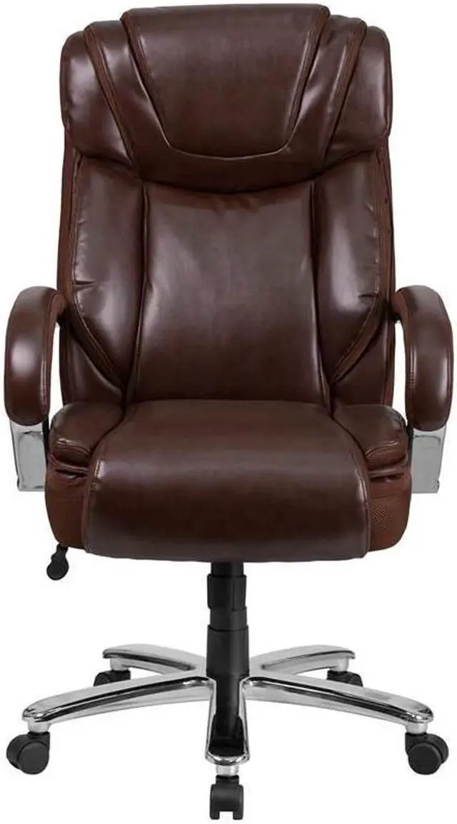 Alt view image 3 of 20 - Flash Furniture Hercules Series 500 lb Brown Leather Executive Swivel Office Chair with Extra Wide Seat