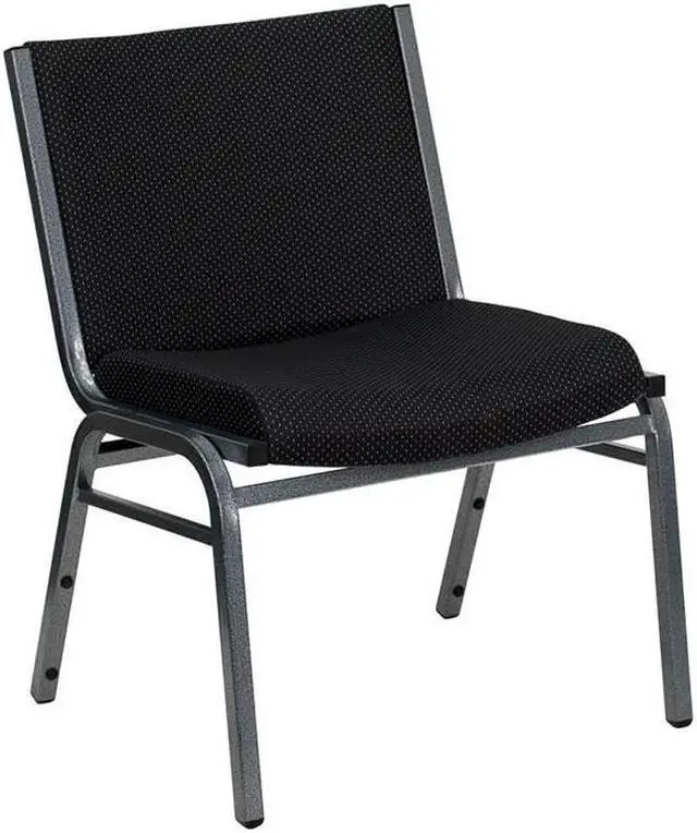 Alt view image 5 of 20 - Flash Furniture XU-60555-BK-GG Hercules Series 1000-Pound Big/Tall Extra Wide Black Fabric Stack Chair, Silver Vein