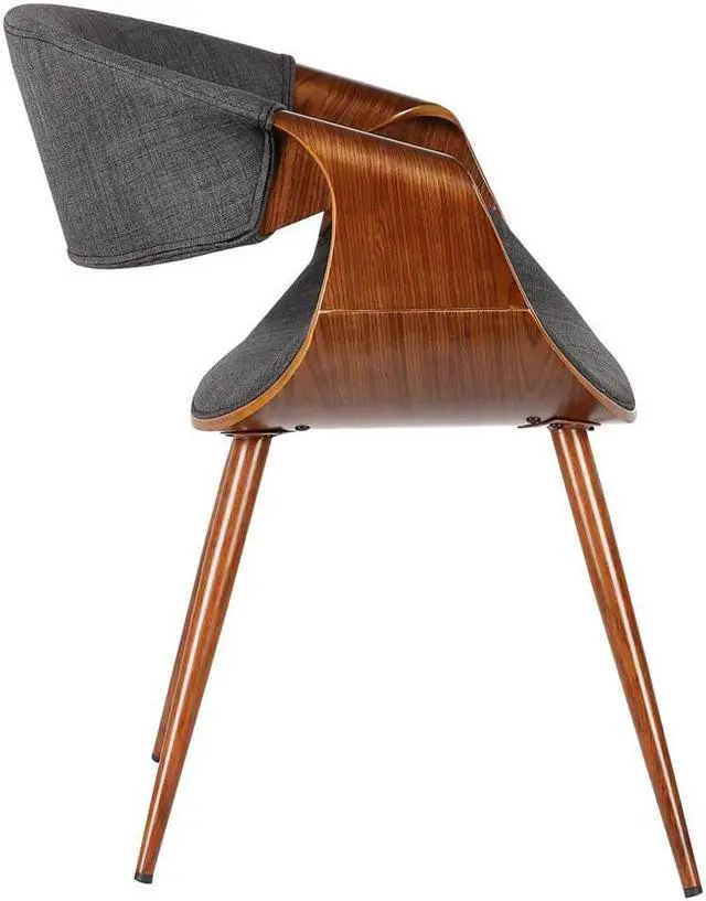 Alt view image 4 of 12 - Armen Living Butterfly Mid-Century Dining Chair in Walnut & Charcoal