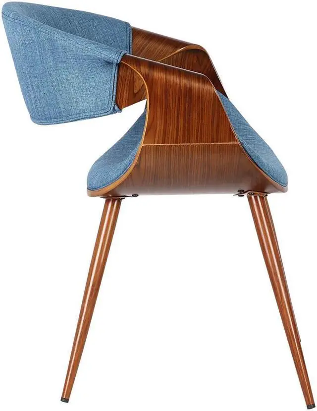 Alt view image 3 of 13 - Armen Living Butterfly Mid-Century Dining Chair in Walnut & Blue