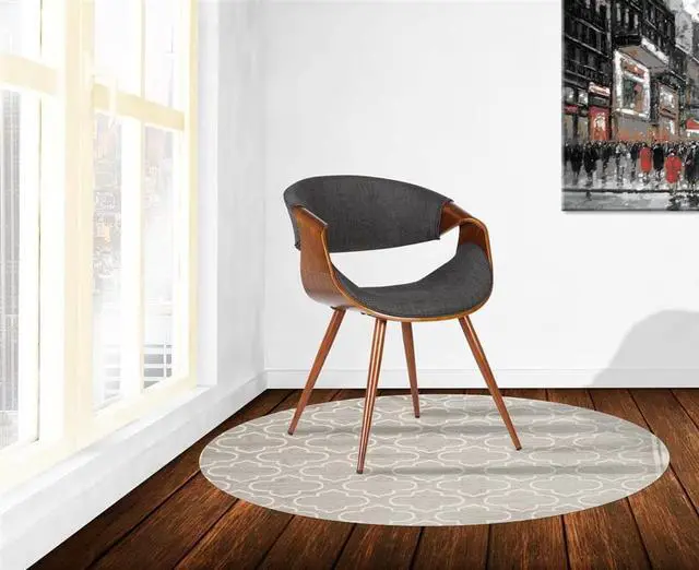 Alt view image 6 of 12 - Armen Living Butterfly Mid-Century Dining Chair in Walnut & Charcoal