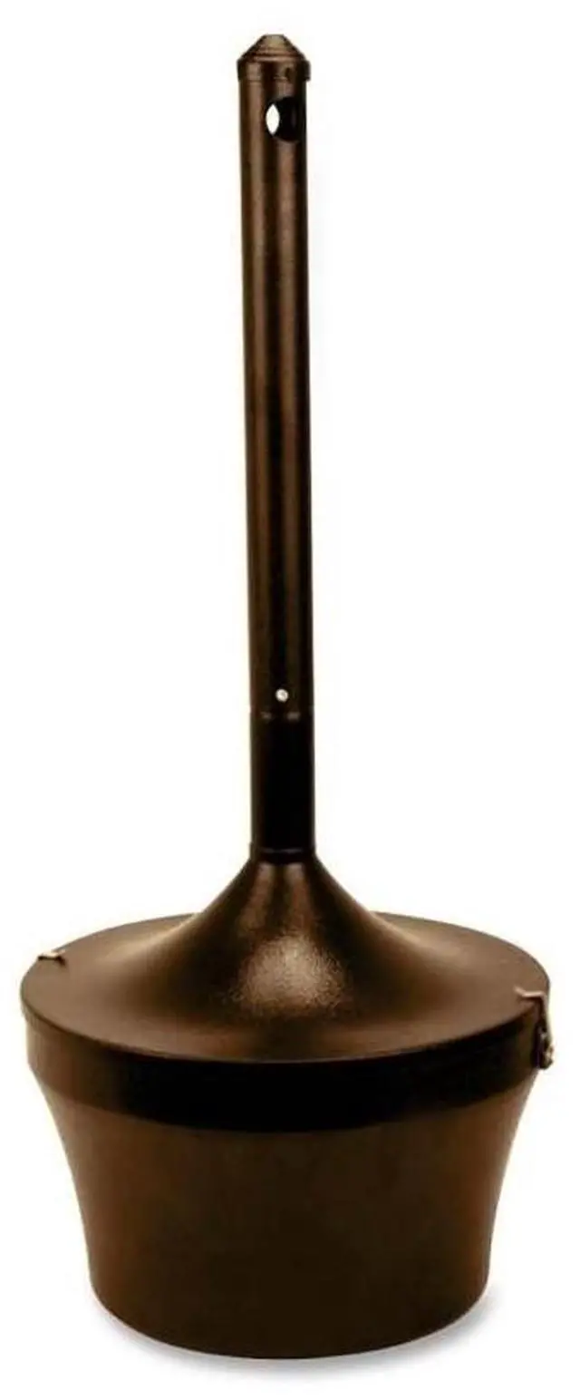 Alt view image 2 of 7 - Genuine Joe Capped Tube Smoking Receptacle - Galvanized Steel - Bronze
