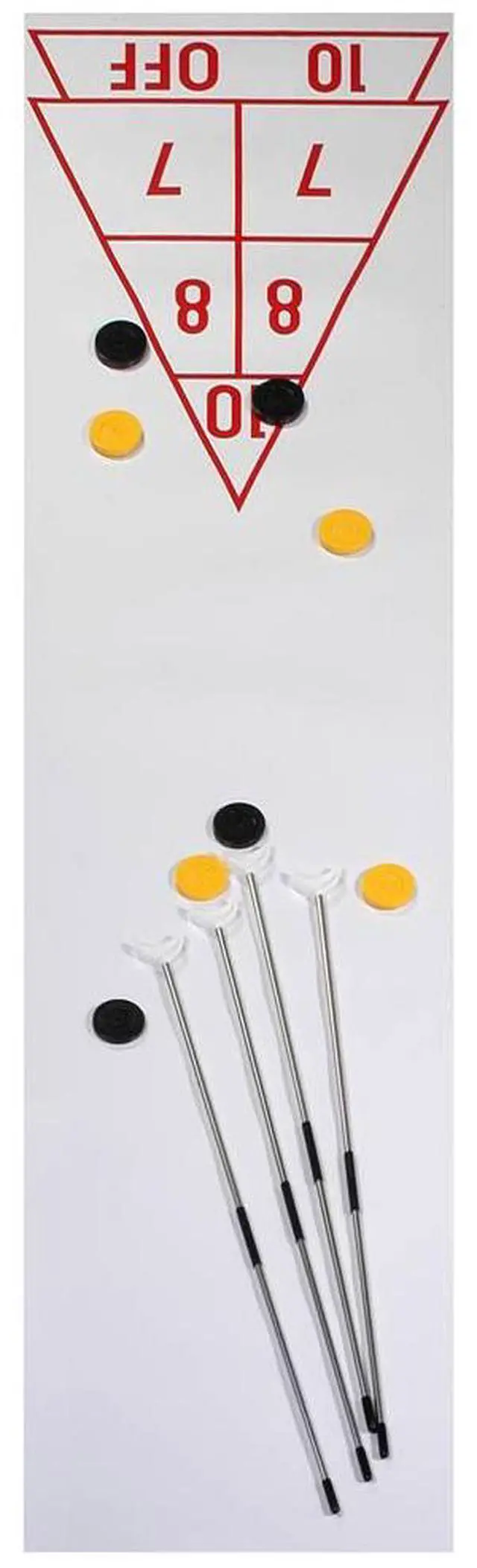 Alt view image 3 of 16 - Champion Sports SBA20 Economy Shuffleboard Set - 15-ft Court - Four 51" Cues - Eight Discs