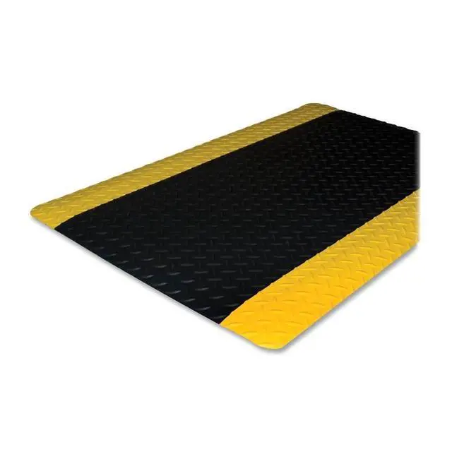 Alt view image 2 of 16 - Genuine Joe Anti-Fatigue Floor Mat Beveled Edge 3'x5' Black/Yellow 70364