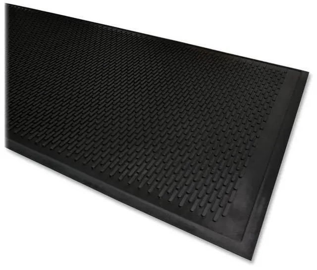 Alt view image 2 of 5 - Genuine Joe Scraper Outdoor Mat Rubber Traps Dirt/Grime 3'x5' Black 70367