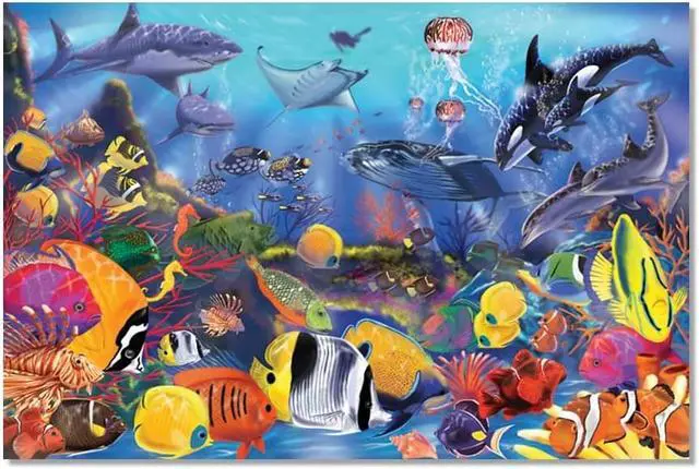 Alt view image 7 of 9 - Melissa & Doug Floor Puzzle Underwater 427
