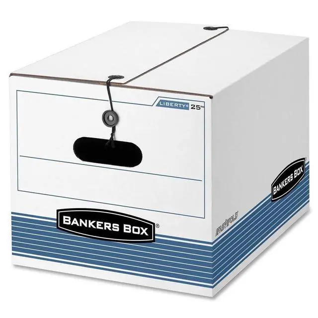 Alt view image 13 of 20 - Bankers Box STOR/FILE Extra Strength Storage Box Letter/Legal White/Blue 12/Carton 00025