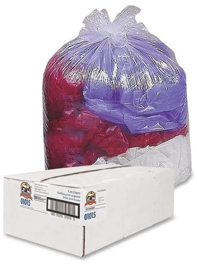 Alt view image 4 of 11 - Genuine Joe Trash Can Liner 40-45 Gallon .6Mil 40"x46" 250/BX Clear 01015