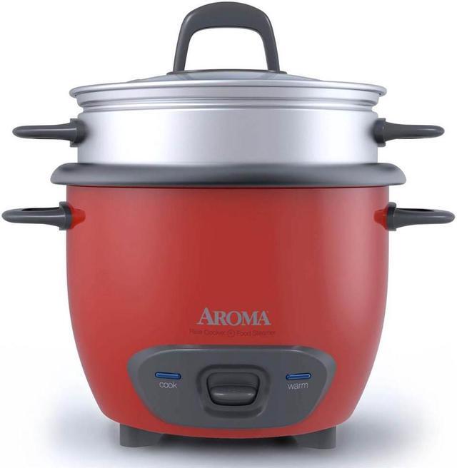 Alt view image 5 of 12 - AROMA ARC-743-1NGR 3 Cups (Uncooked)/6 Cups (Cooked) Pot-Style Rice Cooker and Food Steamer, Red