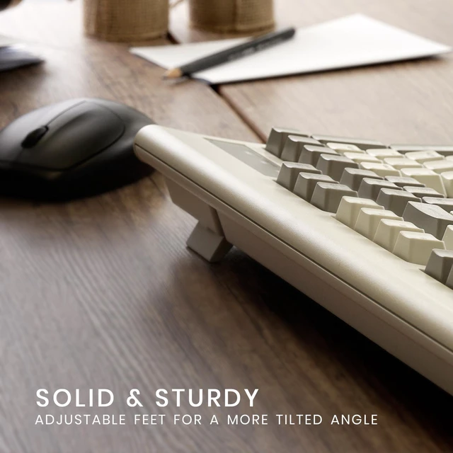 Alt view image 6 of 16 - Perixx PERIBOARD-106M, Wired Performance Full-Size USB Keyboard, Curved Ergonomic Keys, Classic Retro Gray/White Color