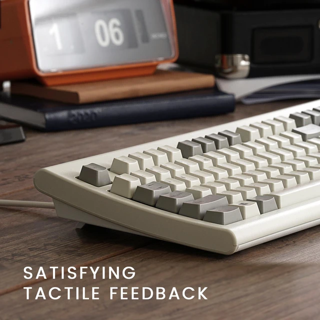 Alt view image 4 of 16 - Perixx PERIBOARD-106M, Wired Performance Full-Size USB Keyboard, Curved Ergonomic Keys, Classic Retro Gray/White Color