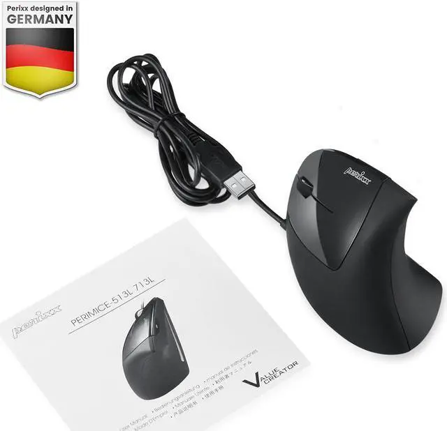 Alt view image 7 of 7 - Perixx PERIMICE-513L Wired Left Handed Vertical Ergonomic Mouse 1000/1600 DPI 6 Buttons