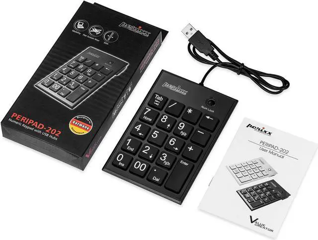 Alt view image 6 of 6 - Perixx PERIPAD-202HB, Wired Numeric Keypad Scissor Keys Extra USB Ports TAB Key