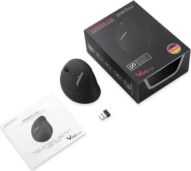 Alt view image 7 of 8 - Perixx Perimice-719L Left-handed Wireless 2.4GHz Ergonomic Mouse for Smaller Hand Sizes Quiet Buttons 3 DPI 800/1200/1600