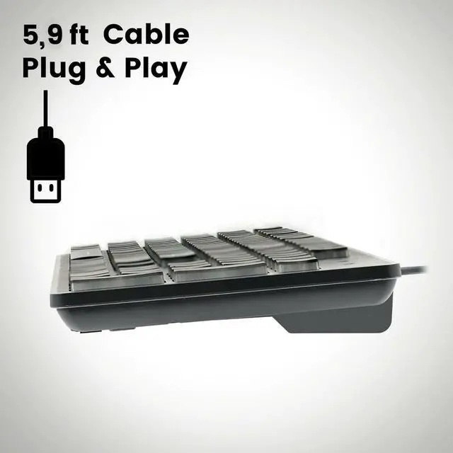 Alt view image 4 of 7 - Perixx PERIBOARD-317 Wired Backlit USB Keyboard, Big Print Letter with White Illuminated LED, Standard Full Size Keyboard, Black, US Layout
