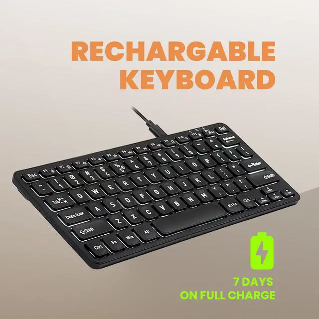 Alt view image 4 of 7 - Perixx PERIBOARD-732B Wireless Backlit Mini Keyboard, X Type Scissor Keys, White Backlit