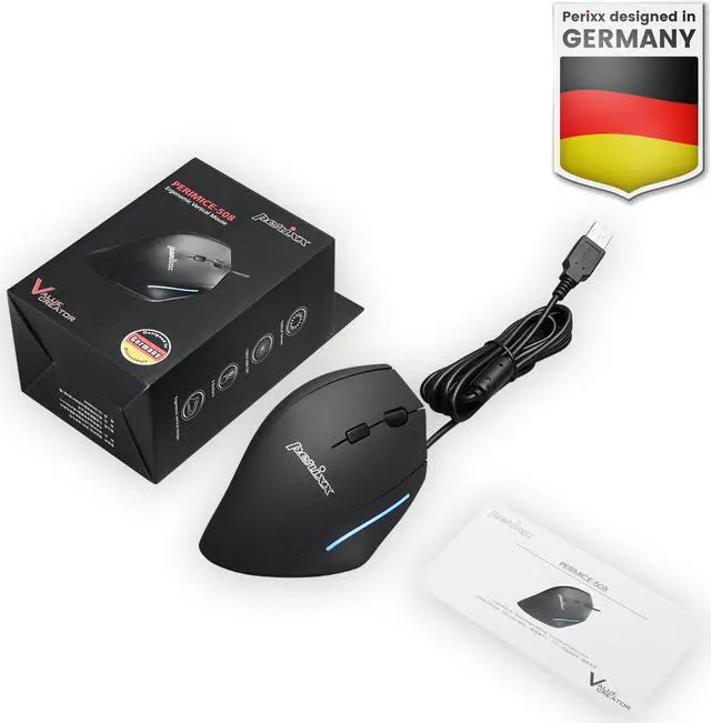 Alt view image 7 of 9 - Perixx PERIMICE-508 Wired Programmable Vertical Ergonomic Mouse, Natural Vertical Mouse with 5 Programmable Buttons and 2 Level DPI, Right Handed
