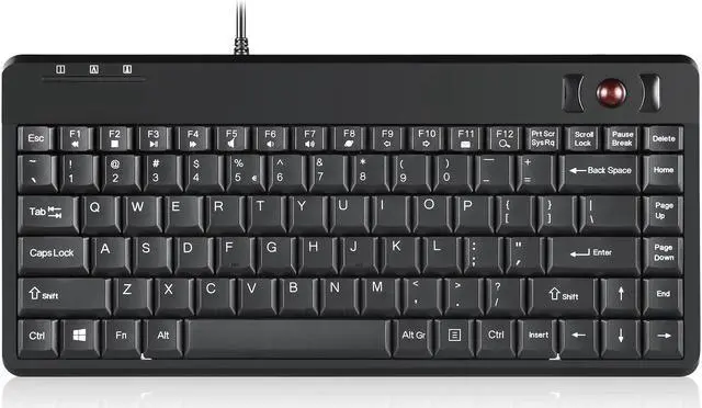 Main image of Perixx PERIBOARD-505H PLUS, Wired USB Trackball Keyboard - Built-in 2x USB 2.0 Hubs - Mini Design - Fit with Professional or Industrial Use - Built inTrackball - US English Layout