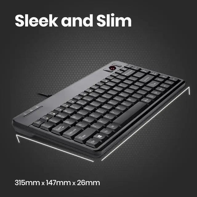 Alt view image 4 of 7 - Perixx PERIBOARD-505H PLUS, Wired USB Trackball Keyboard - Built-in 2x USB 2.0 Hubs - Mini Design - Fit with Professional or Industrial Use - Built inTrackball - US English Layout