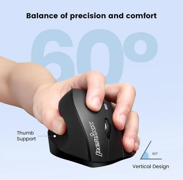 Alt view image 3 of 7 - Perixx PERIMICE-718 Left Handed Vertical 2.4G Wireless Mouse Programmable Bottons 3 DPI For Large Hands