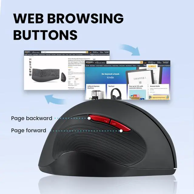 Alt view image 6 of 7 - Perixx PERIMICE-718 Left Handed Vertical 2.4G Wireless Mouse Programmable Bottons 3 DPI For Large Hands