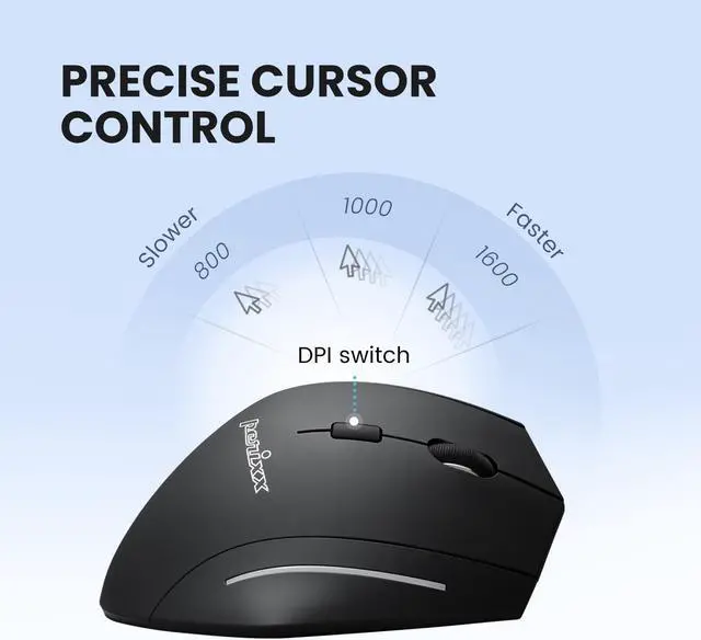 Alt view image 4 of 8 - Perixx PERIMICE-608 Wireless 2.4 Vertical Ergonomic Mouse 5 Programmable 3 DPI Levels