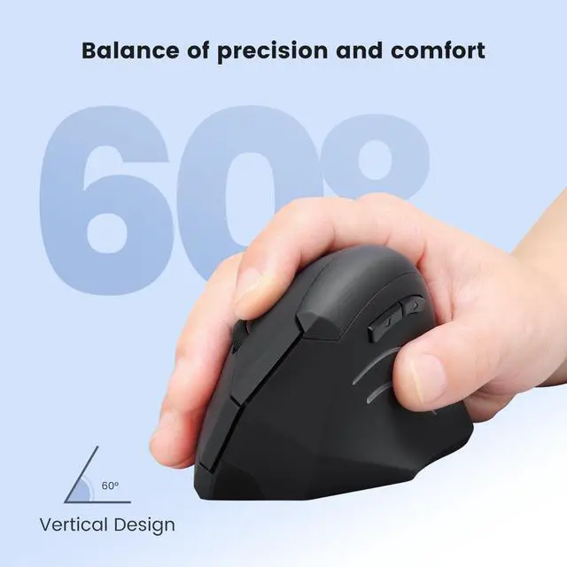 Alt view image 6 of 8 - Perixx PERIMICE-608 Wireless 2.4 Vertical Ergonomic Mouse 5 Programmable 3 DPI Levels