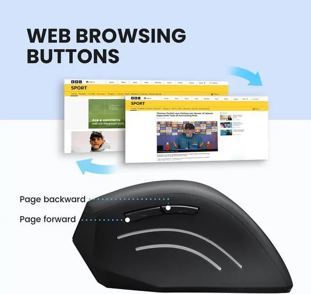 Alt view image 7 of 8 - Perixx PERIMICE-608 Wireless 2.4 Vertical Ergonomic Mouse 5 Programmable 3 DPI Levels