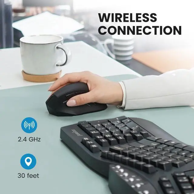 Alt view image 2 of 8 - Perixx PERIMICE-608 Wireless 2.4 Vertical Ergonomic Mouse 5 Programmable 3 DPI Levels