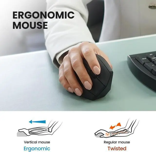 Alt view image 5 of 8 - Perixx PERIMICE-608 Wireless 2.4 Vertical Ergonomic Mouse 5 Programmable 3 DPI Levels