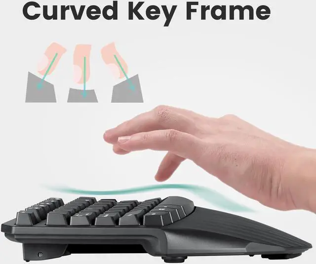 Alt view image 4 of 7 - Perixx PERIDUO-813B US, Wireless Ergonomic Compact Keyboard & Vertical Mouse