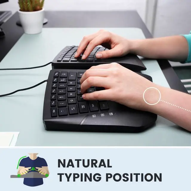 Alt view image 6 of 7 - Perixx PERIBOARD-524B US, Wired Ergonomic Split Keyboard - Adjustable Tilt Angle - Low Profile Membrane Keys - Black - US English