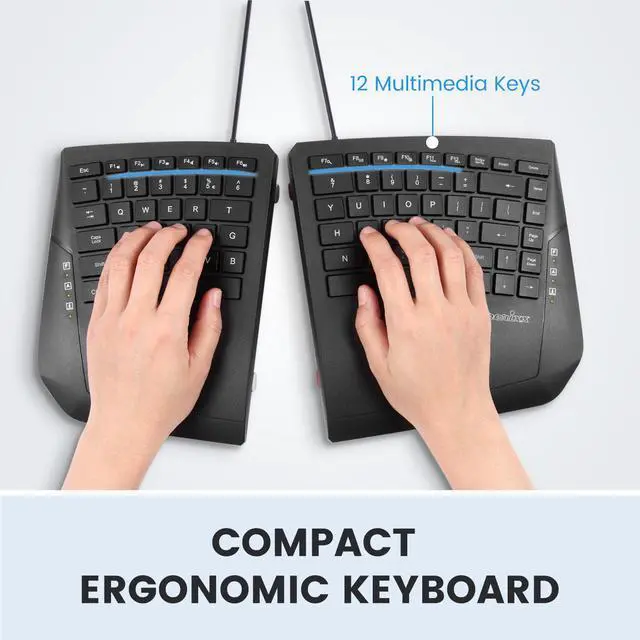 Alt view image 2 of 7 - Perixx PERIBOARD-524B US, Wired Ergonomic Split Keyboard - Adjustable Tilt Angle - Low Profile Membrane Keys - Black - US English