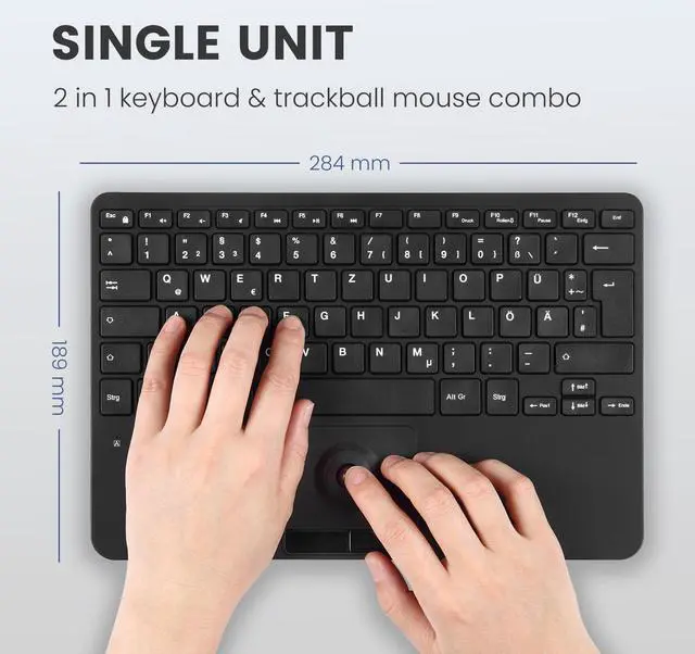 Alt view image 3 of 7 - Perixx PERIBOARD-526 US, Wired Mini USB Keyboard with Trackball - X Type Scissor Keys - 11.18x7.17x1.1 Inches - Build-in 2 USB Hubs - US English